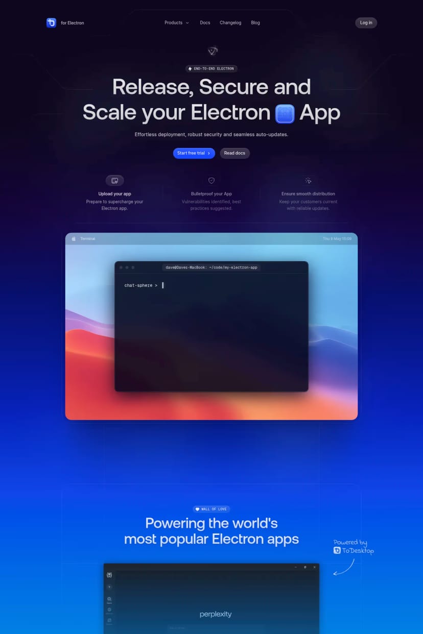ToDesktop — screenshot of a landing page