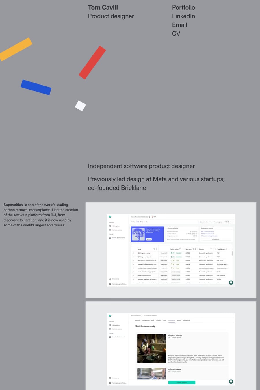 Tom Cavill — portfolio website screenshot