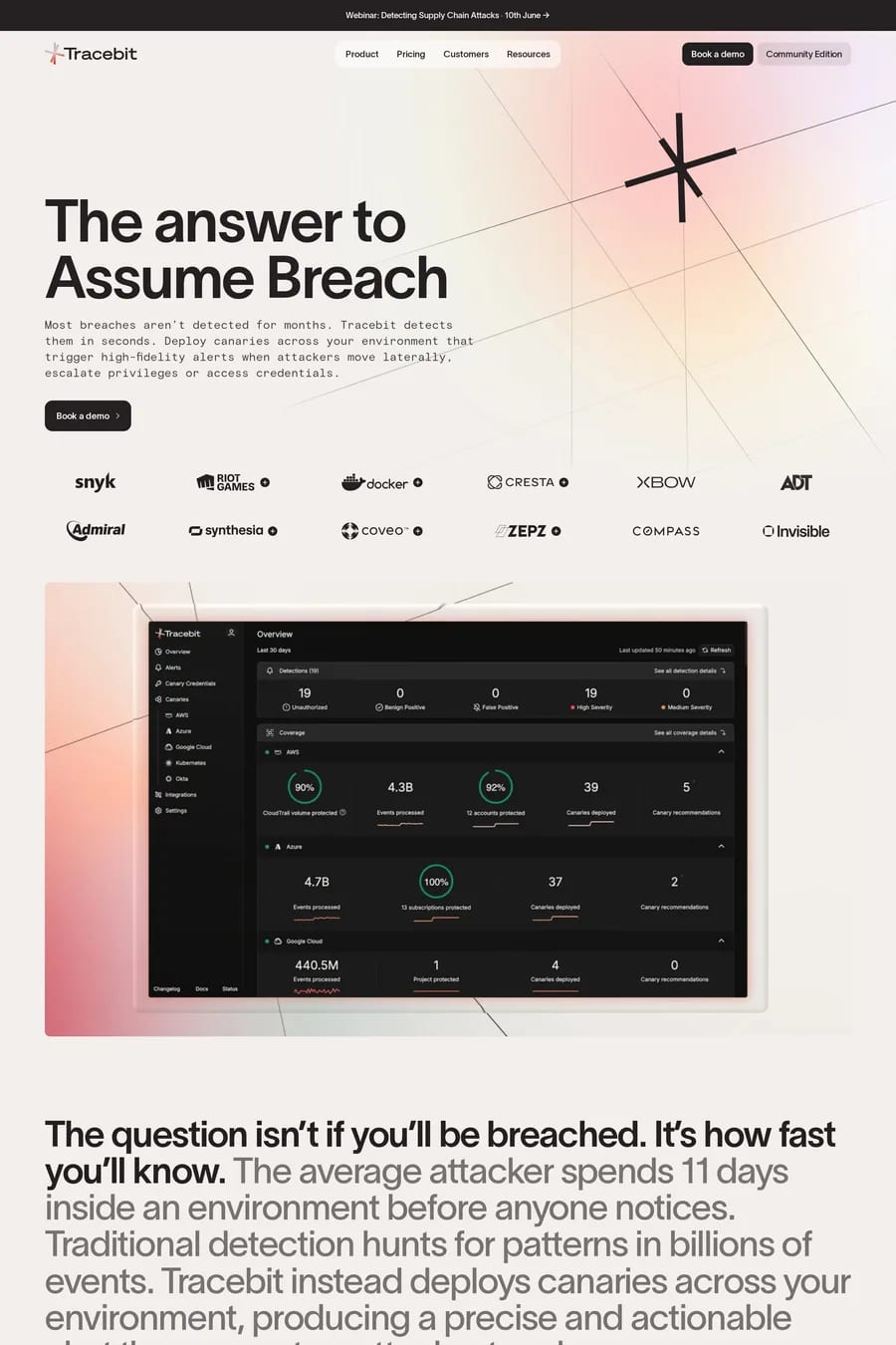 Tracebit — landing website screenshot
