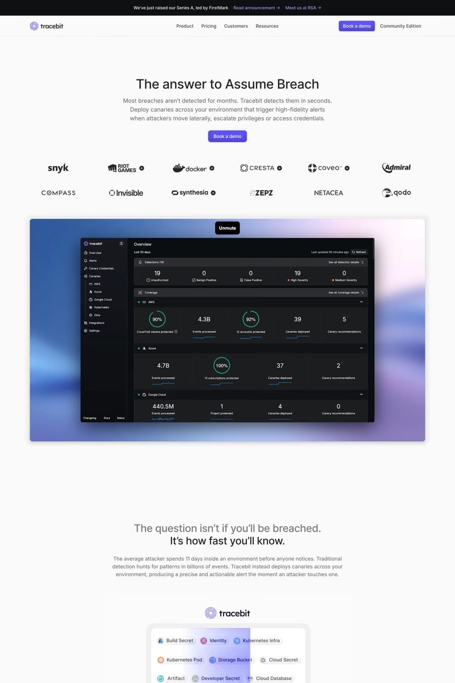 Tracebit — landing website screenshot