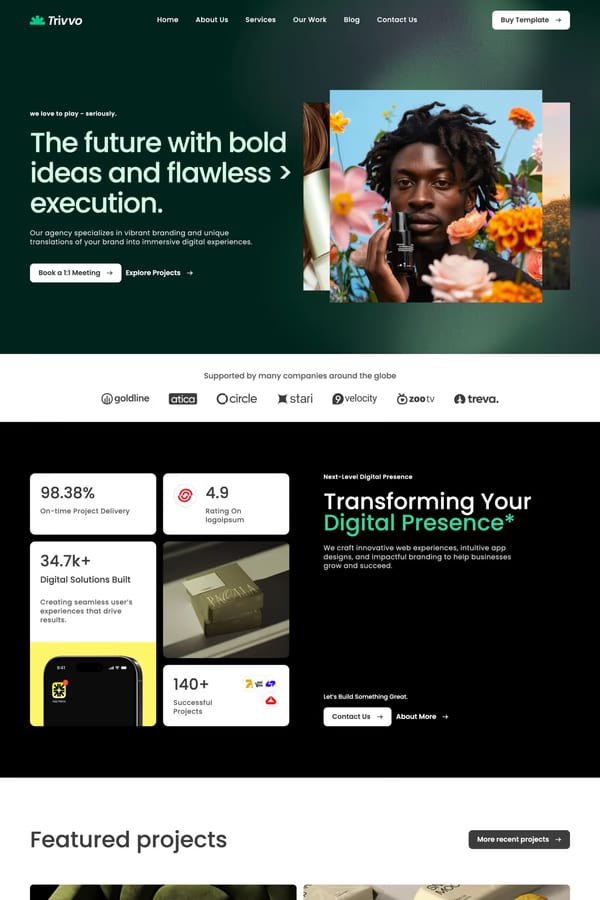 Trivvo — agency website template screenshot