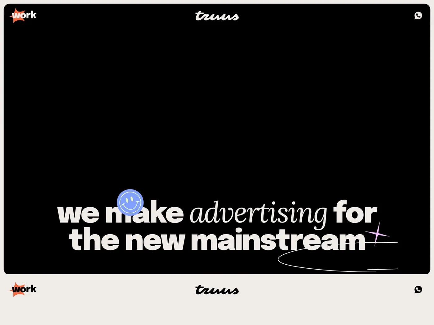 Truus — screenshot of a fun, hand-drawn marketing agency site in beige and black