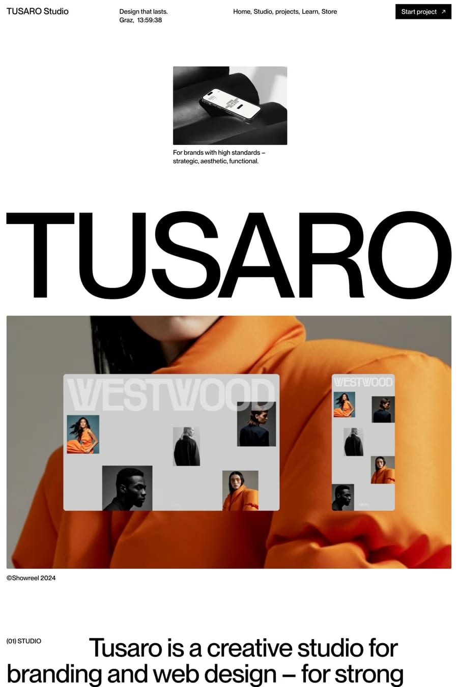 TUSARO Studio — agency website screenshot