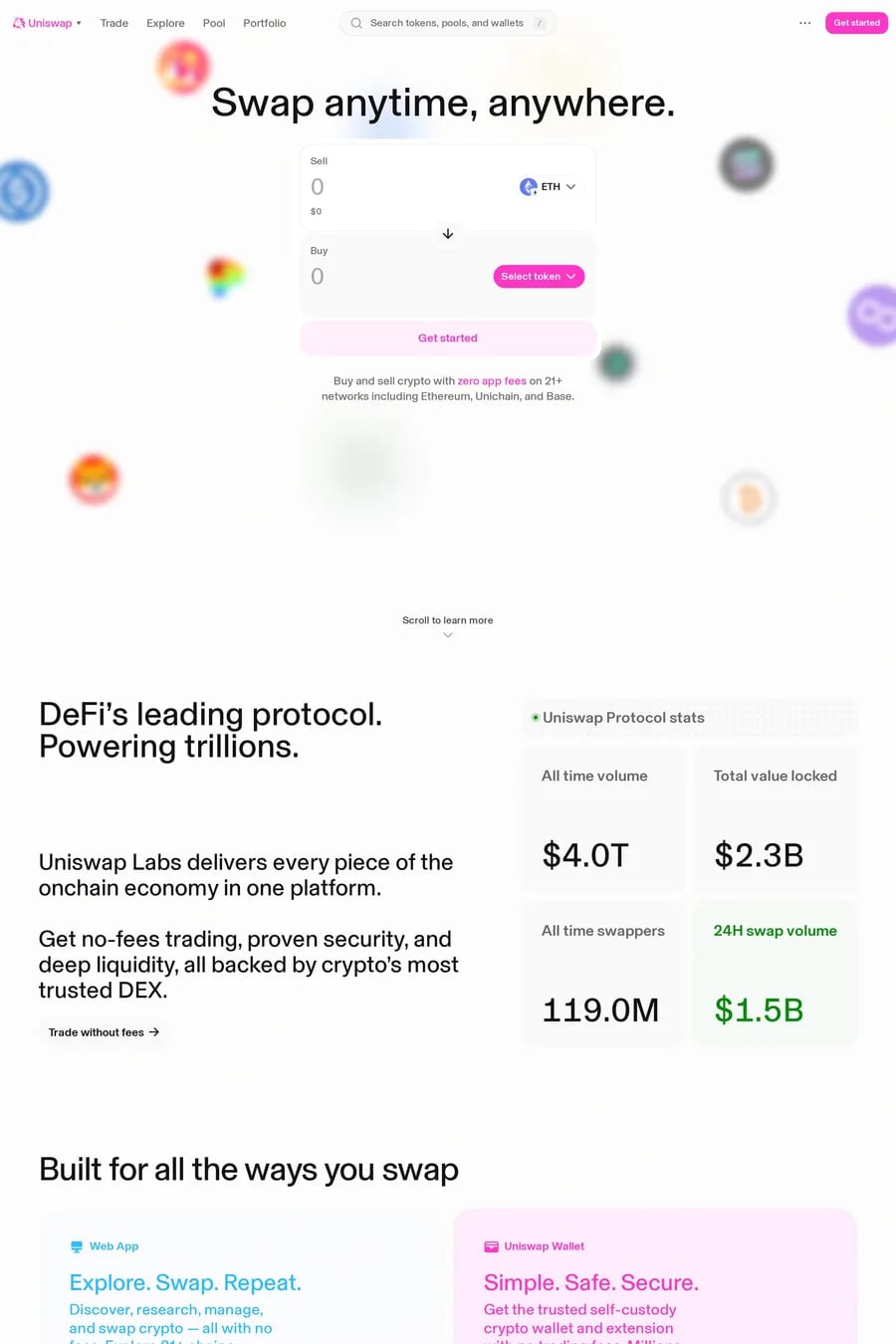 Uniswap — landing website screenshot