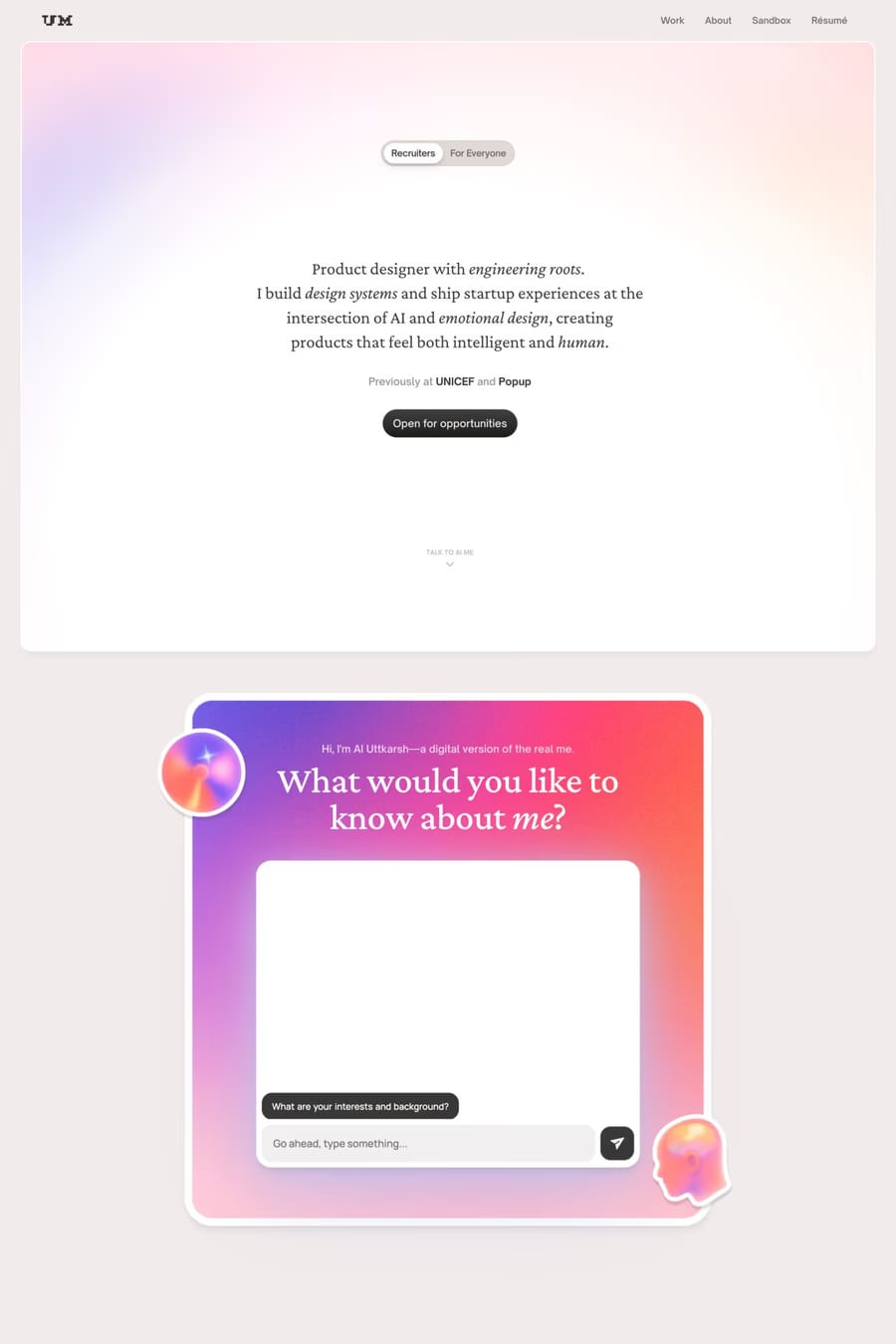 Uttkarsh Mandaknale — portfolio website screenshot