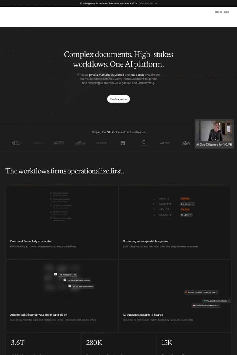 V7 Go — screenshot of a landing page