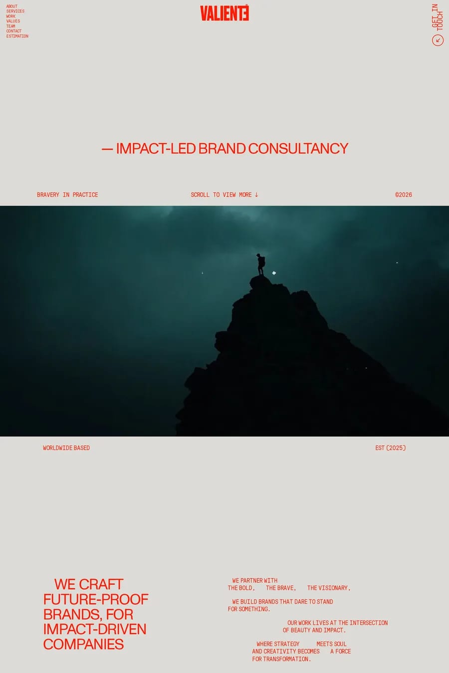 VALIENTE® — agency website screenshot
