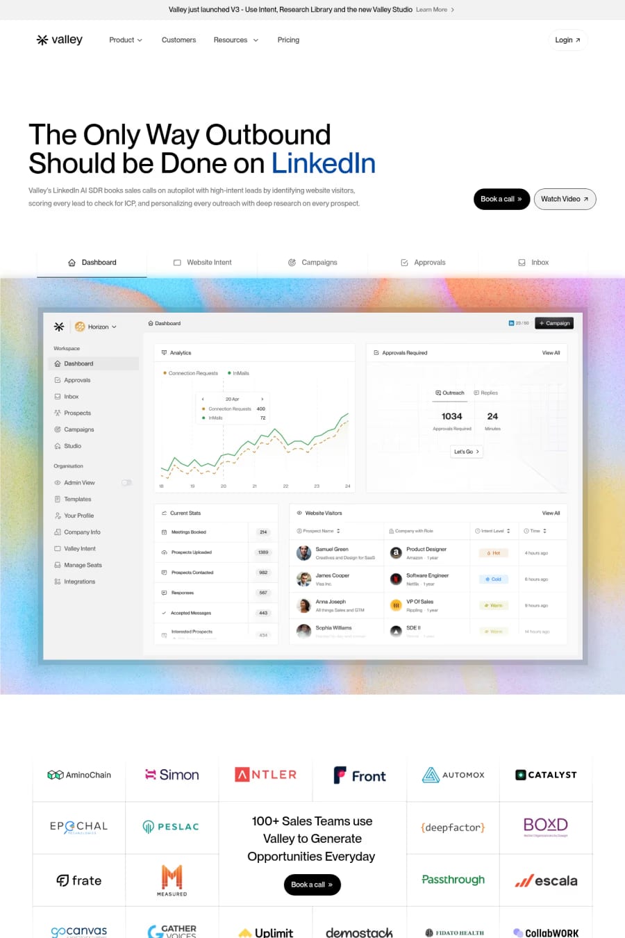 Valley — landing website screenshot