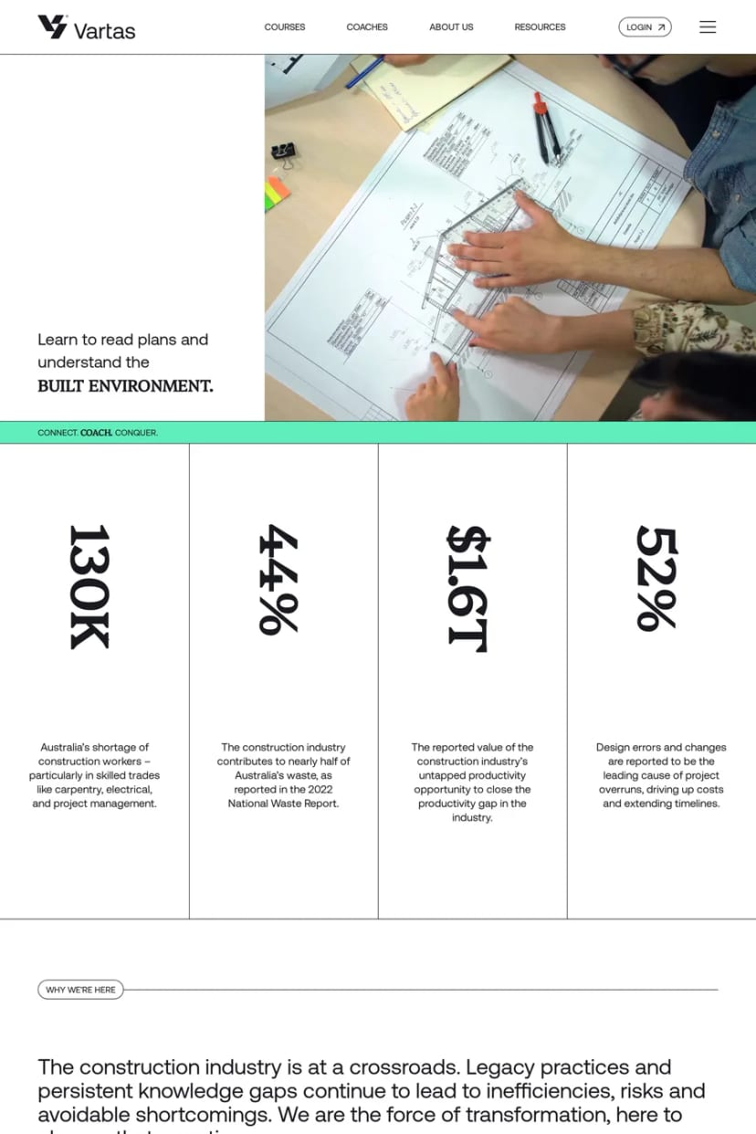 Vartas — screenshot of a landing page