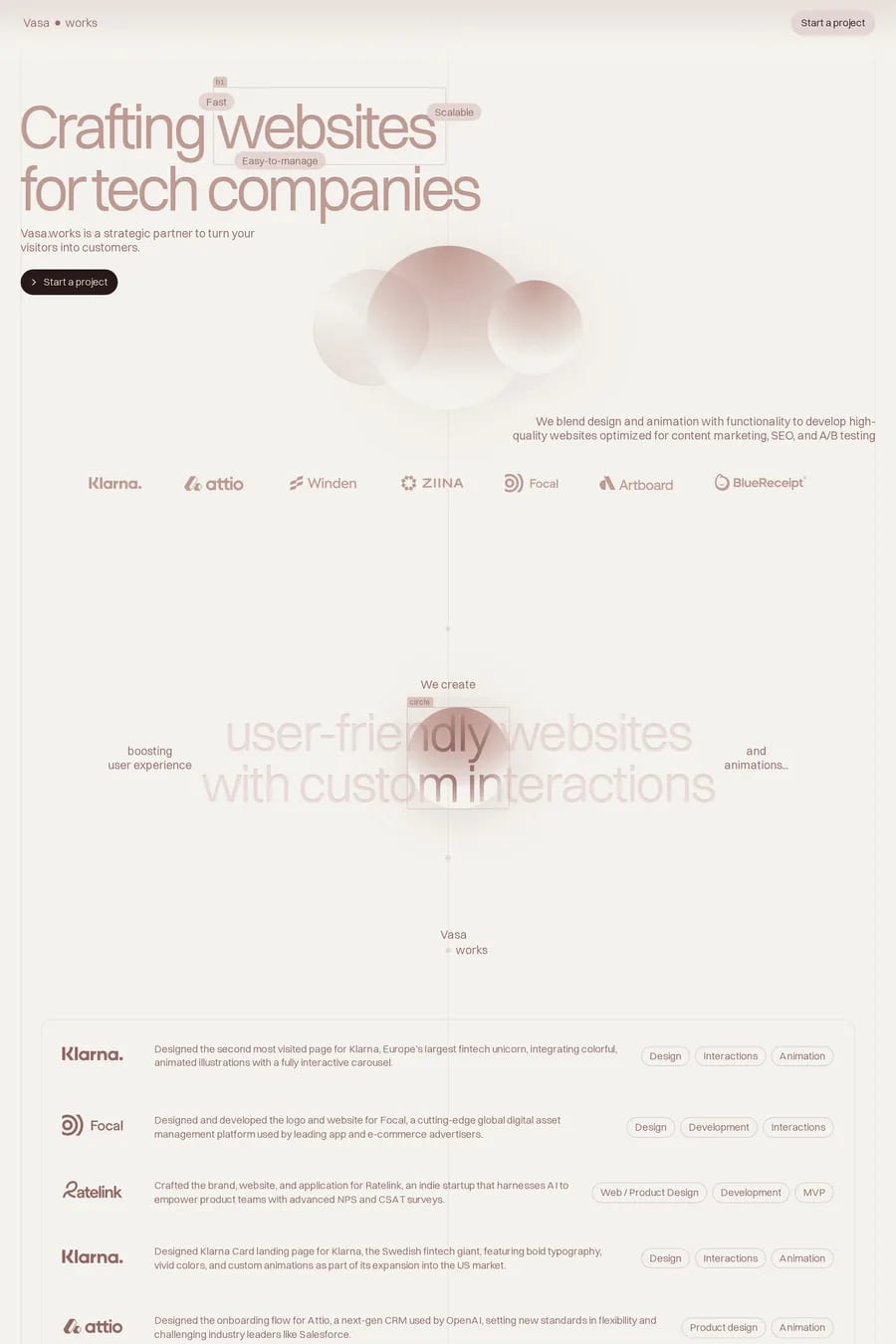 Vasa — agency website screenshot