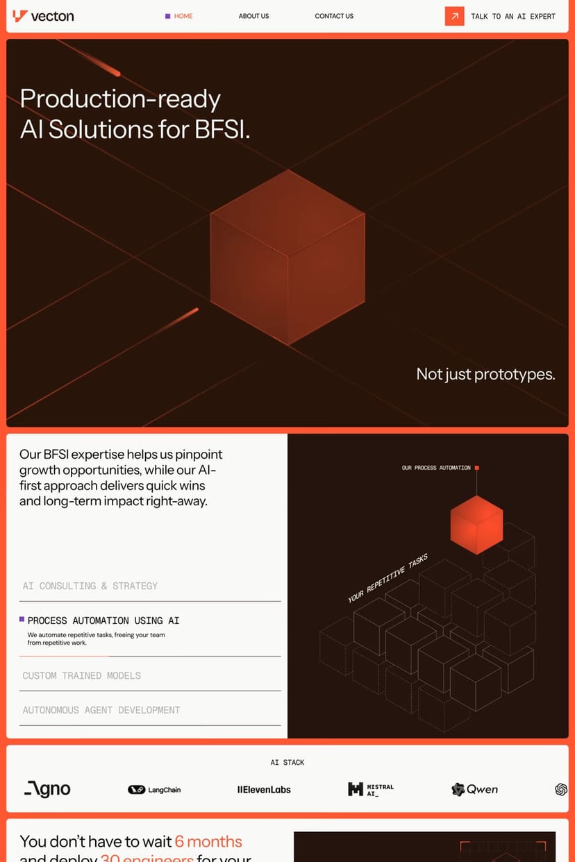 Vecton — screenshot of a landing page