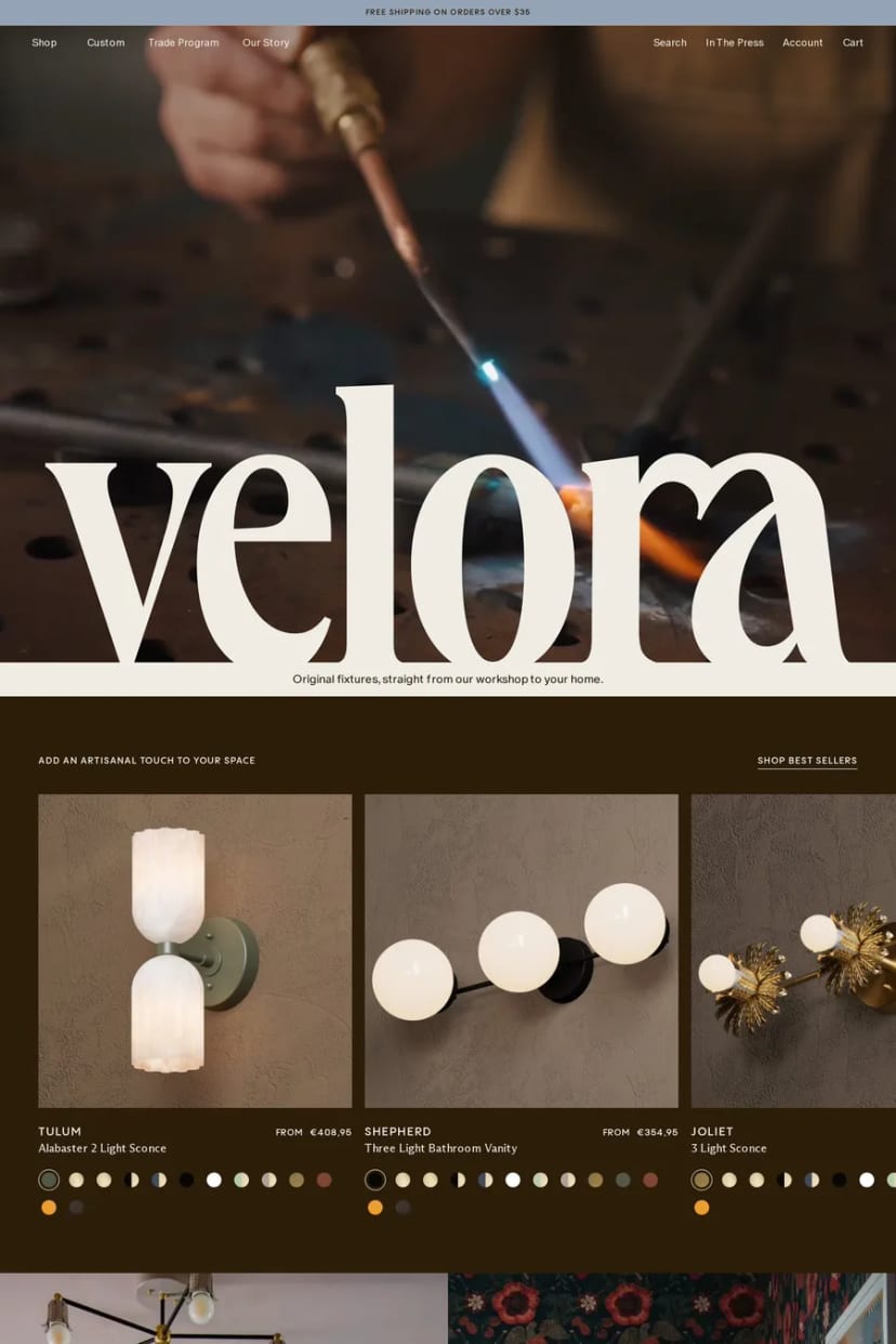 Velora Home — screenshot of an online shop
