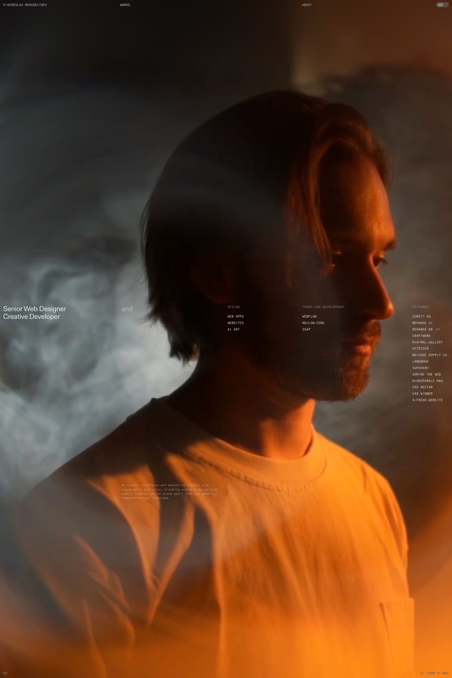 Viacheslav Novoseltsev — portfolio website screenshot