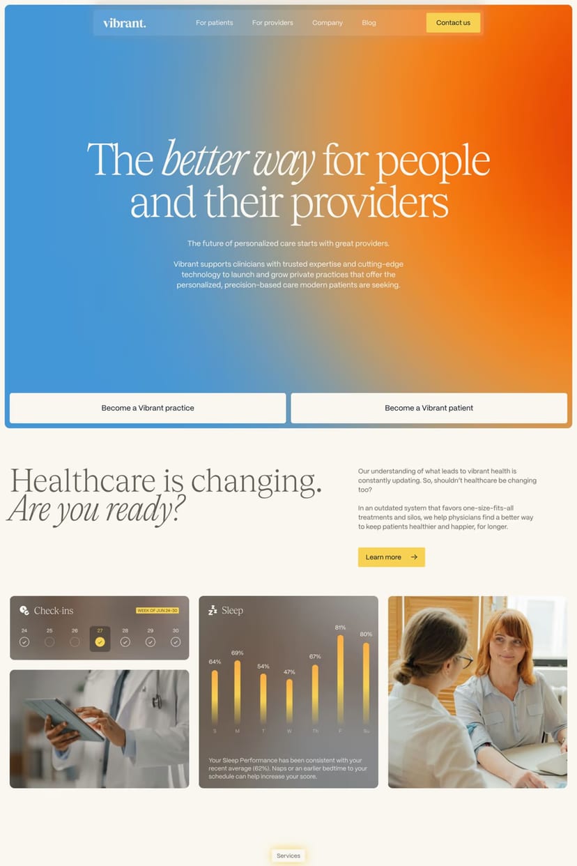 Vibrant — screenshot of a landing page