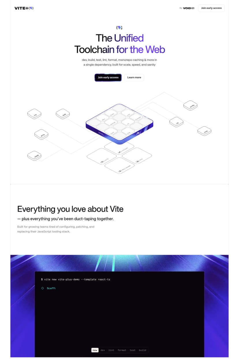 Vite+ — screenshot of a landing page