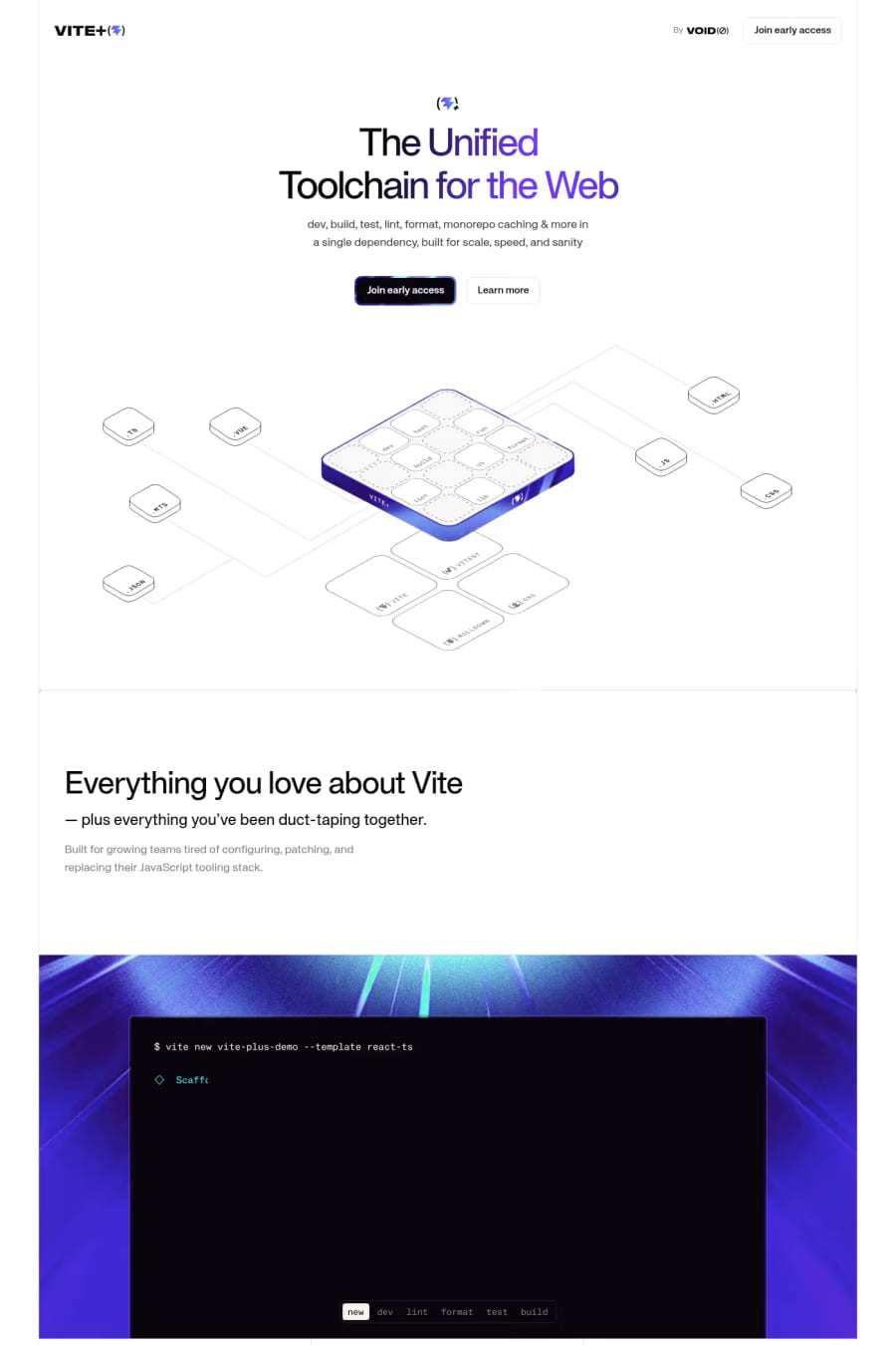 Vite+ — landing website screenshot
