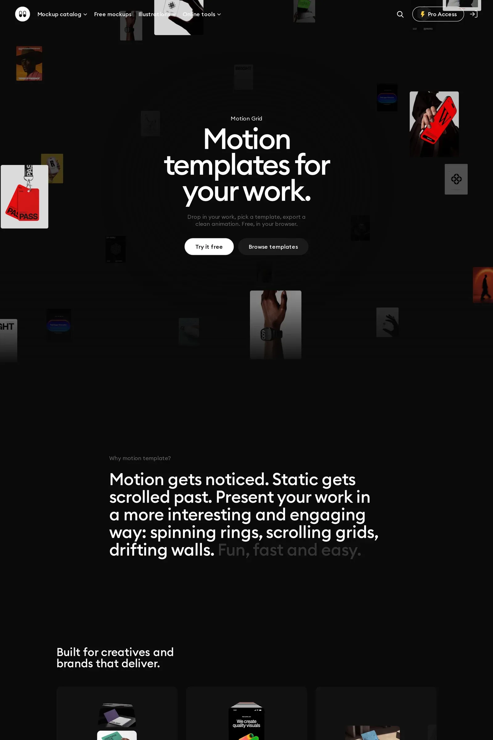 Wannathis — screenshot of a dark design landing page in black and dark grey
