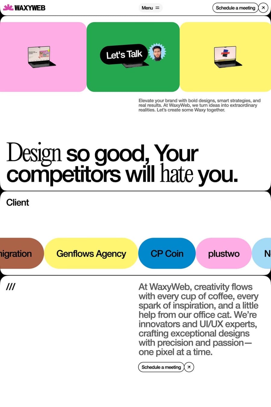 WaxyWeb — agency website screenshot