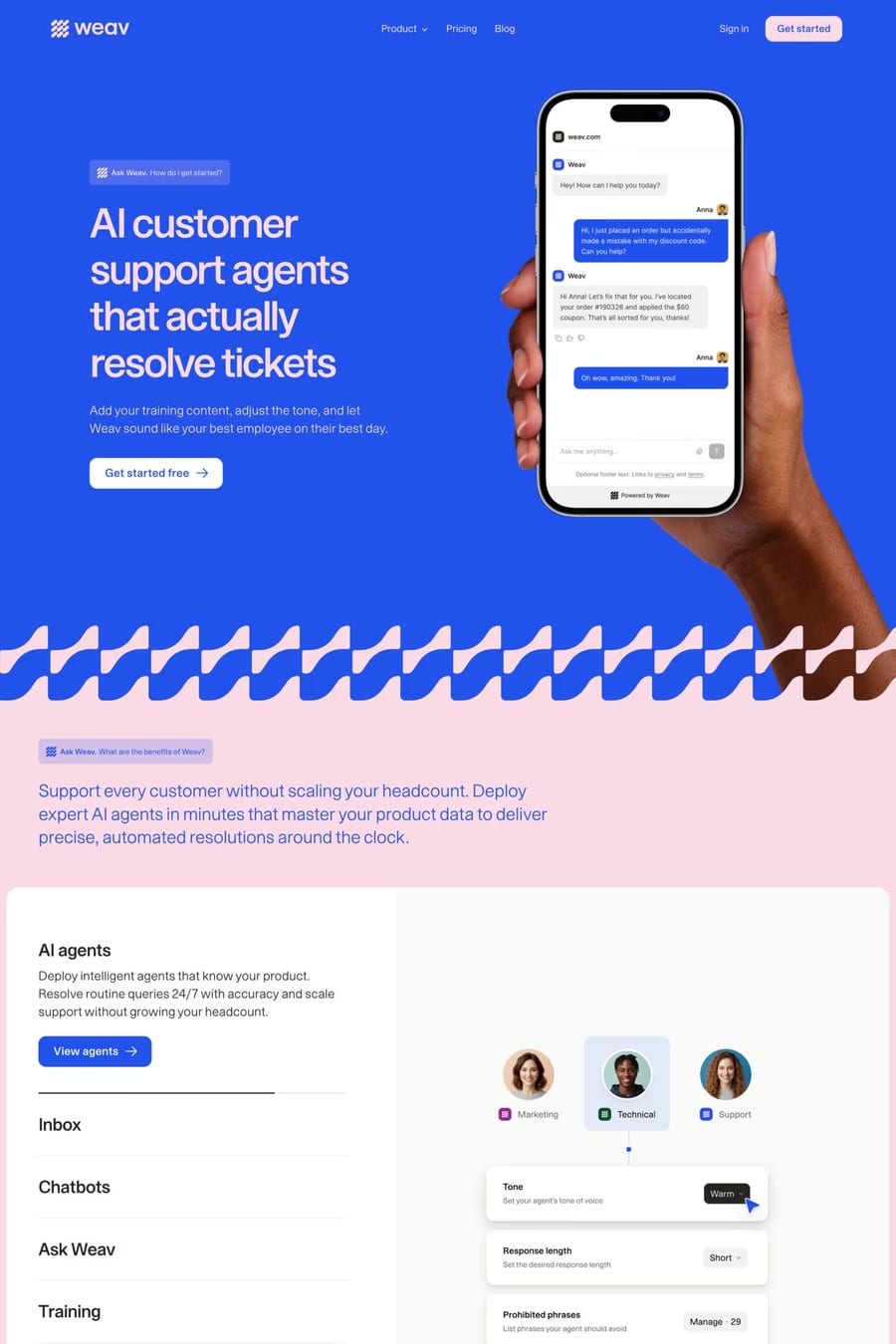 Weav — landing website screenshot