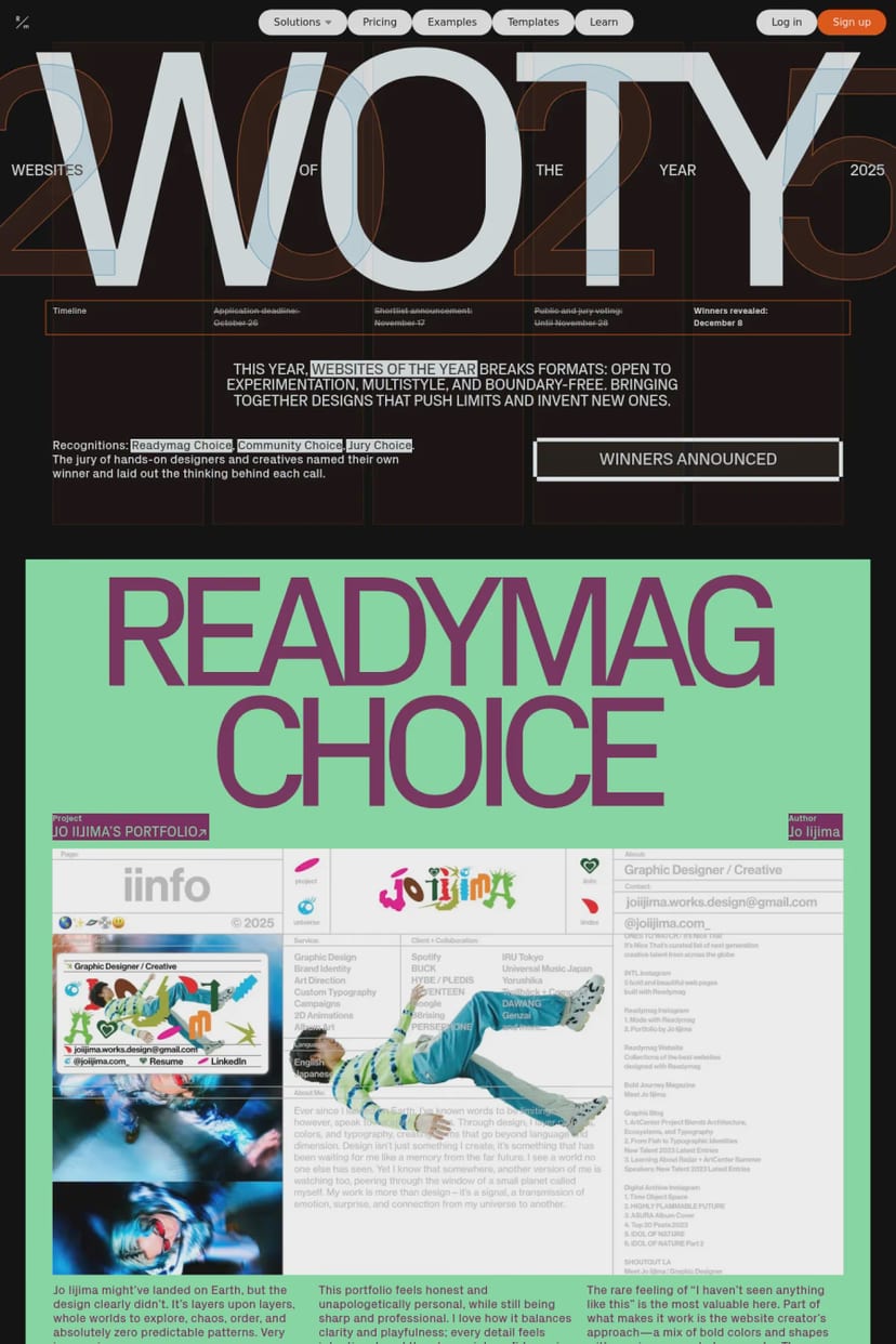 Websites of the Year — screenshot of a directory site