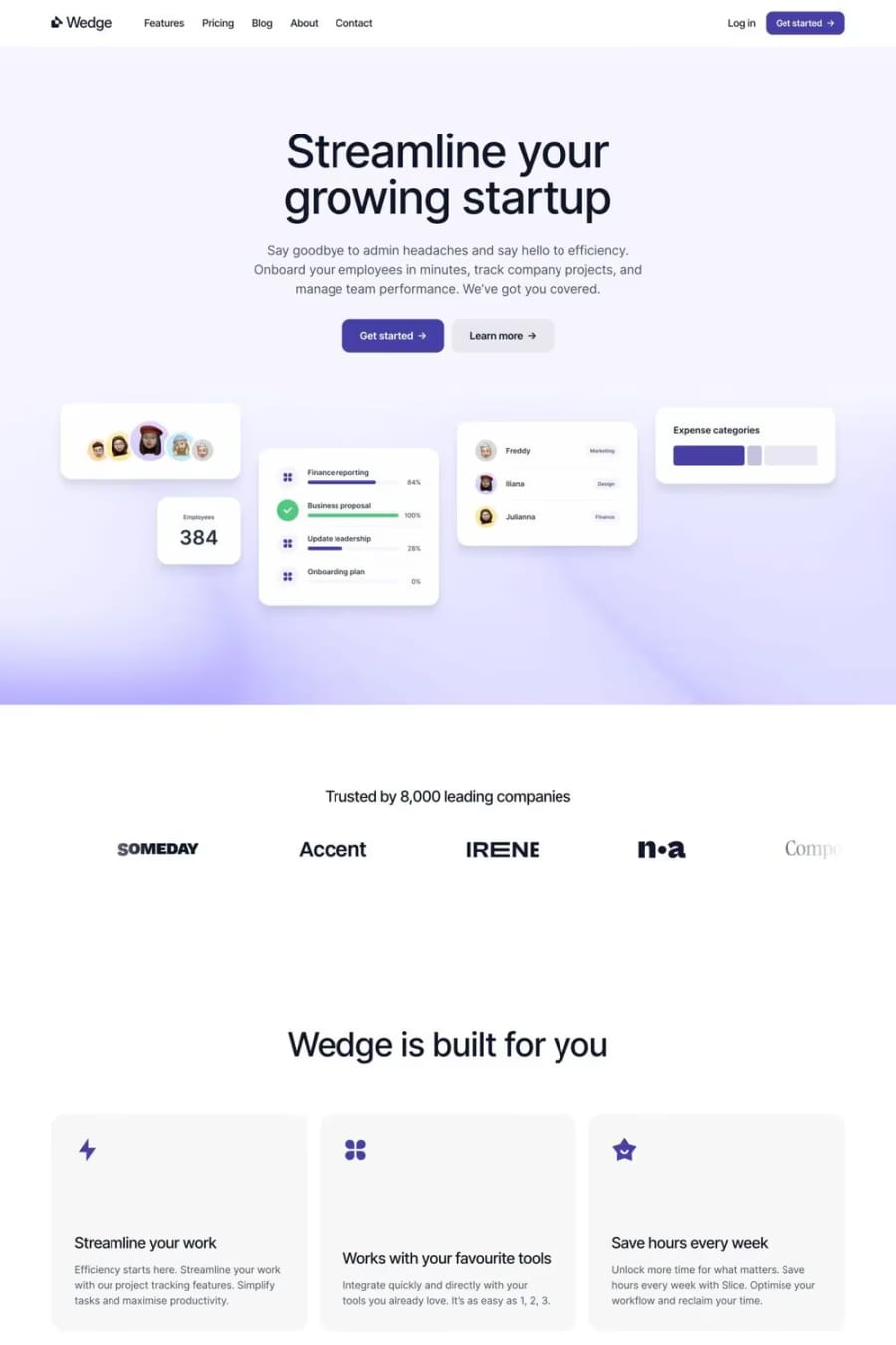 Wedge — landing website template screenshot