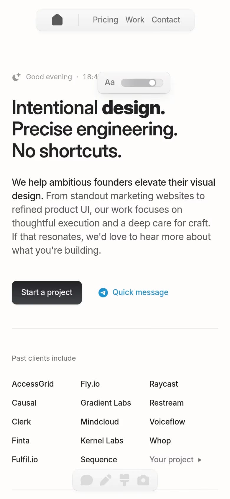 Wireframe mobile screenshot
