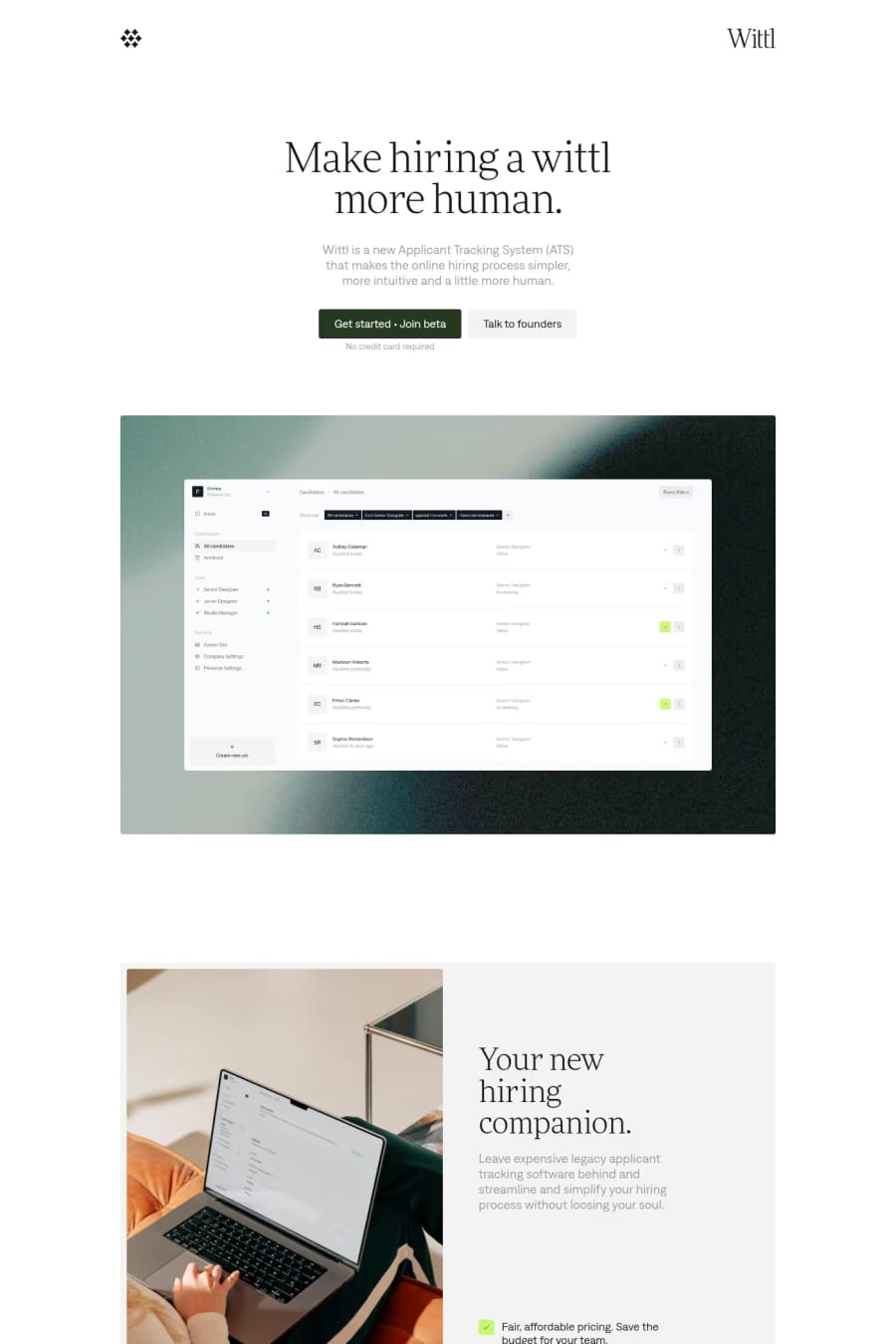 Wittl — landing website screenshot