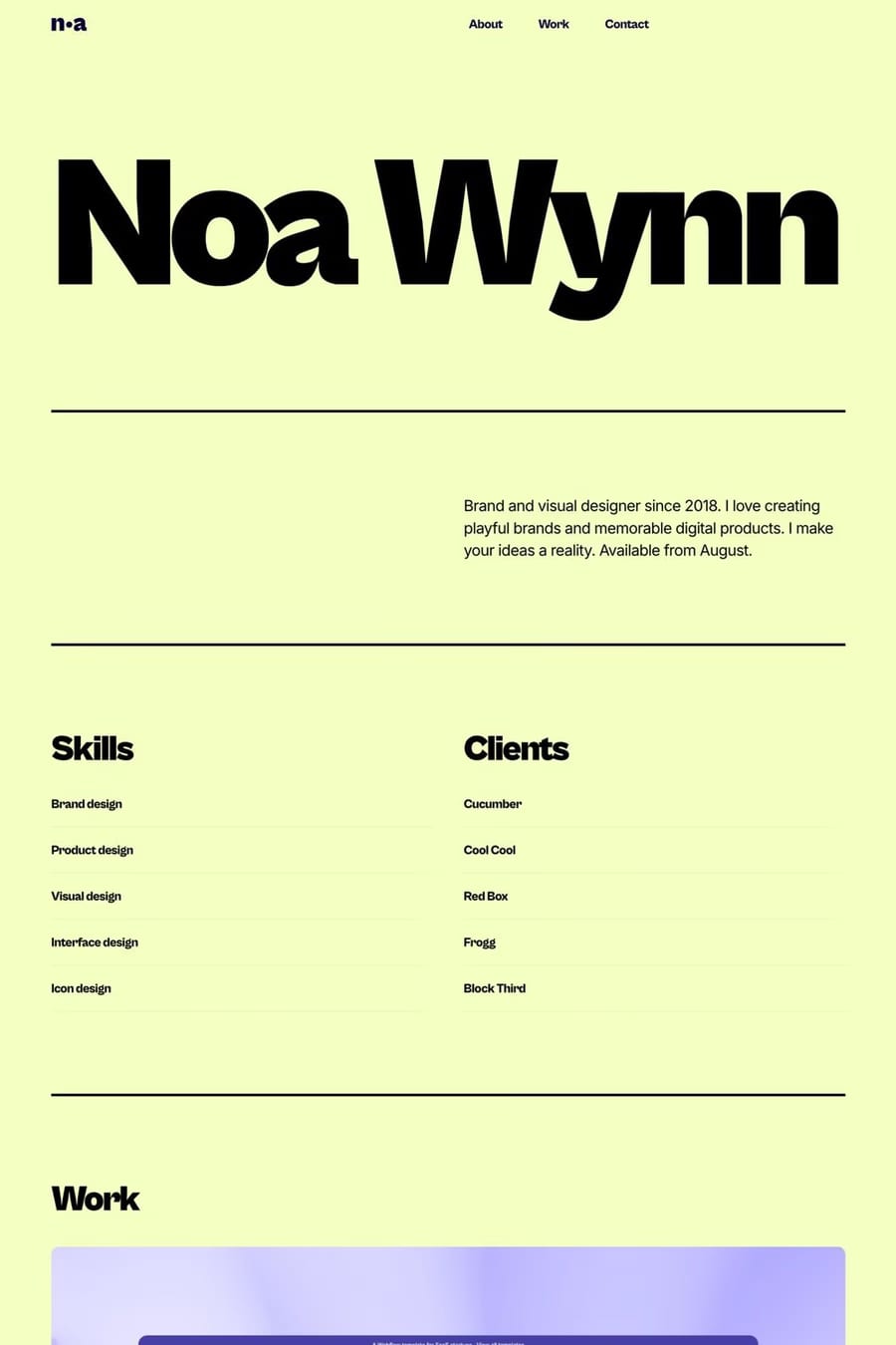 Wynn — portfolio website template screenshot