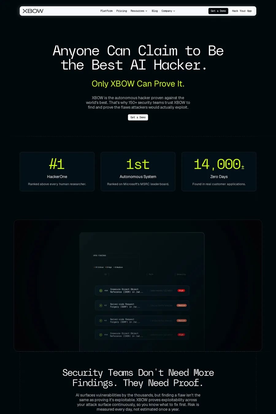 XBOW — landing website screenshot