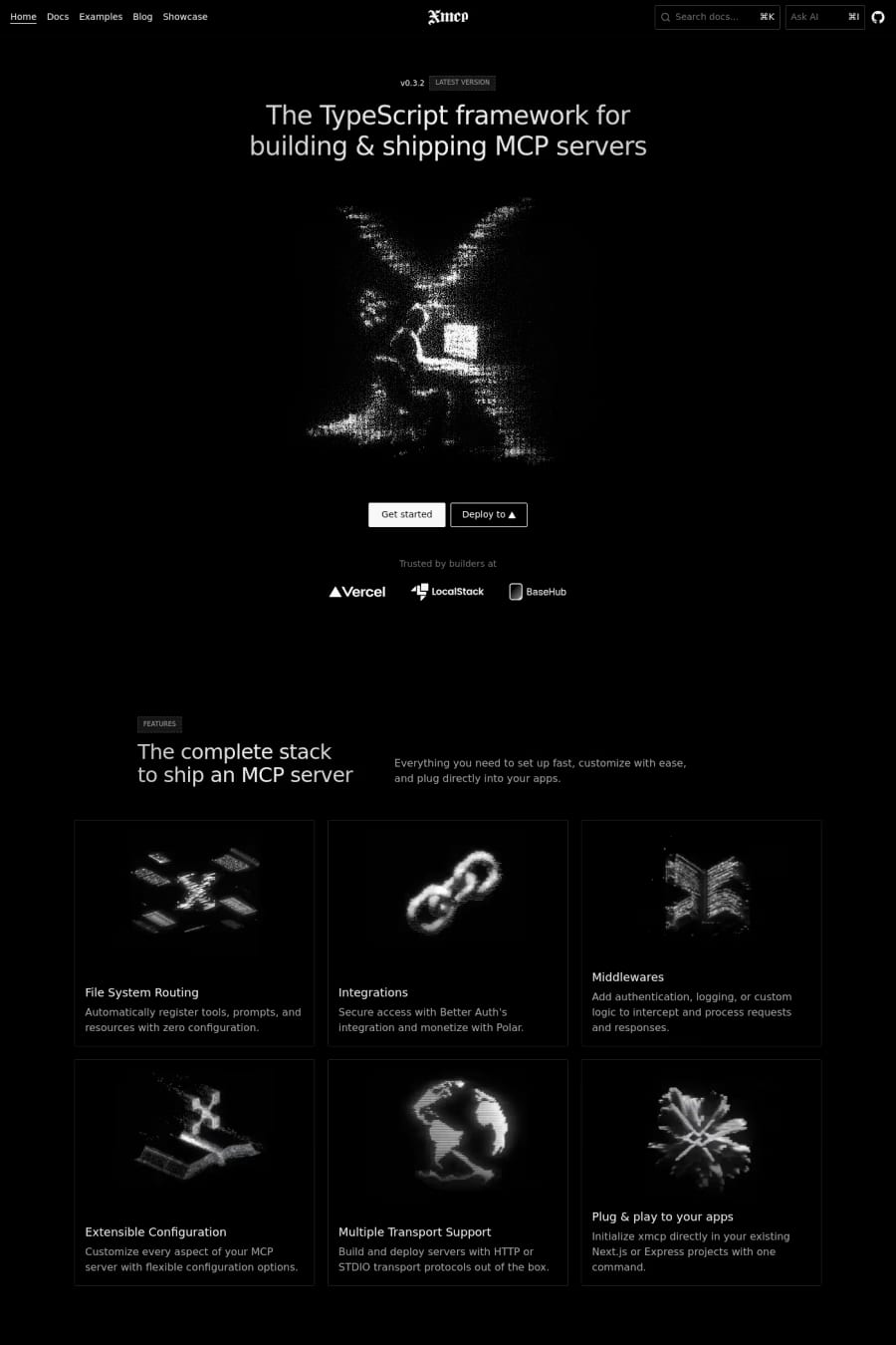 XMCP — landing website screenshot