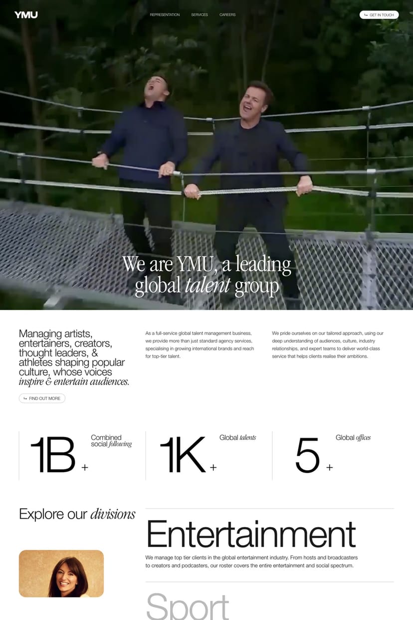 YMU — screenshot of an agency site