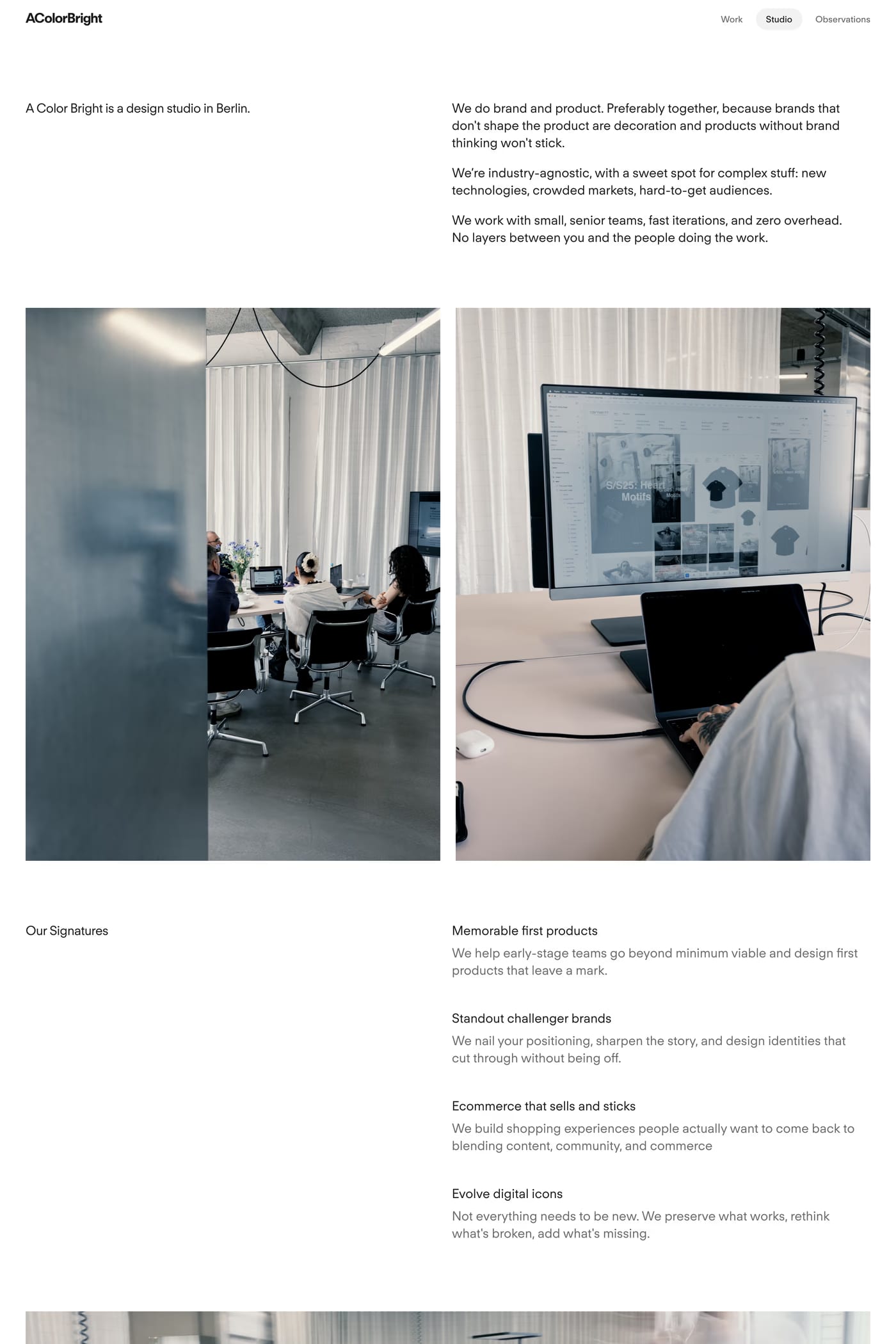 A Color Bright — screenshot of the about page