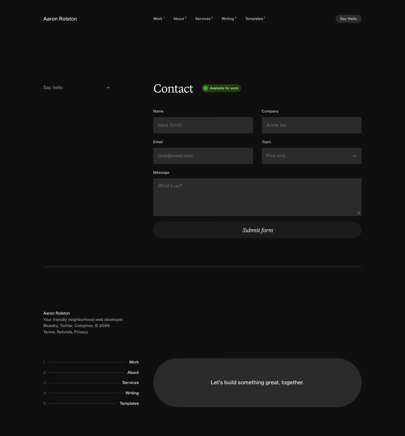 Aaron Rolston contact page