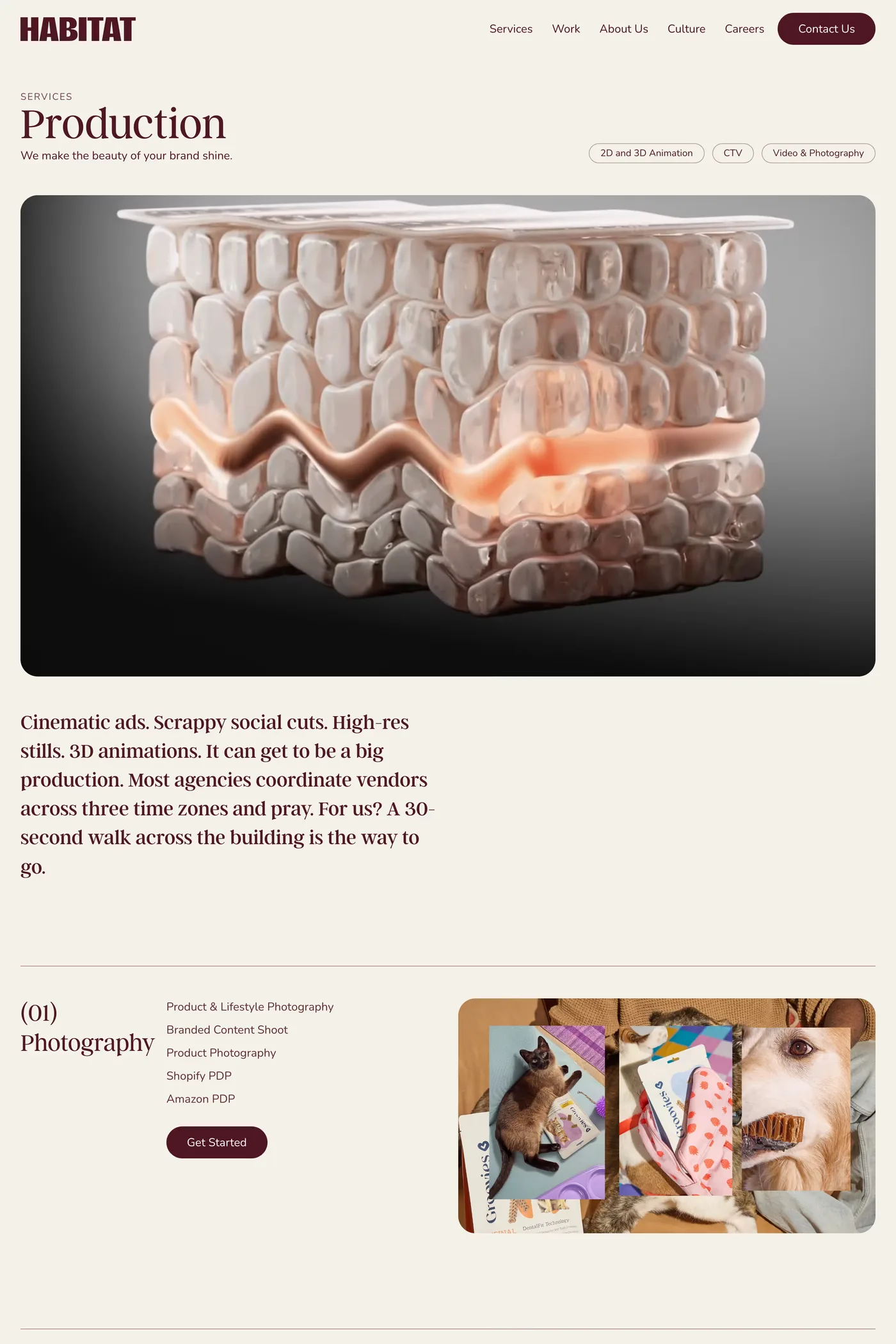 Agency Habitat — screenshot of the features page
