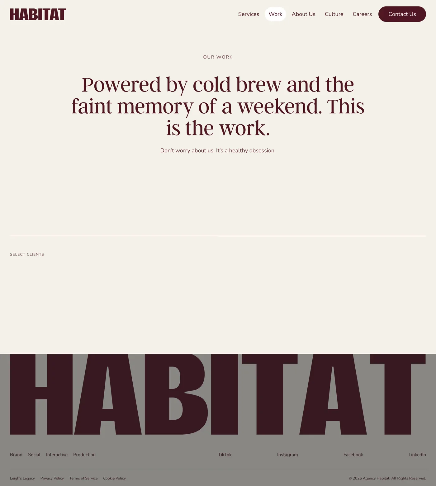Agency Habitat — screenshot of the work page