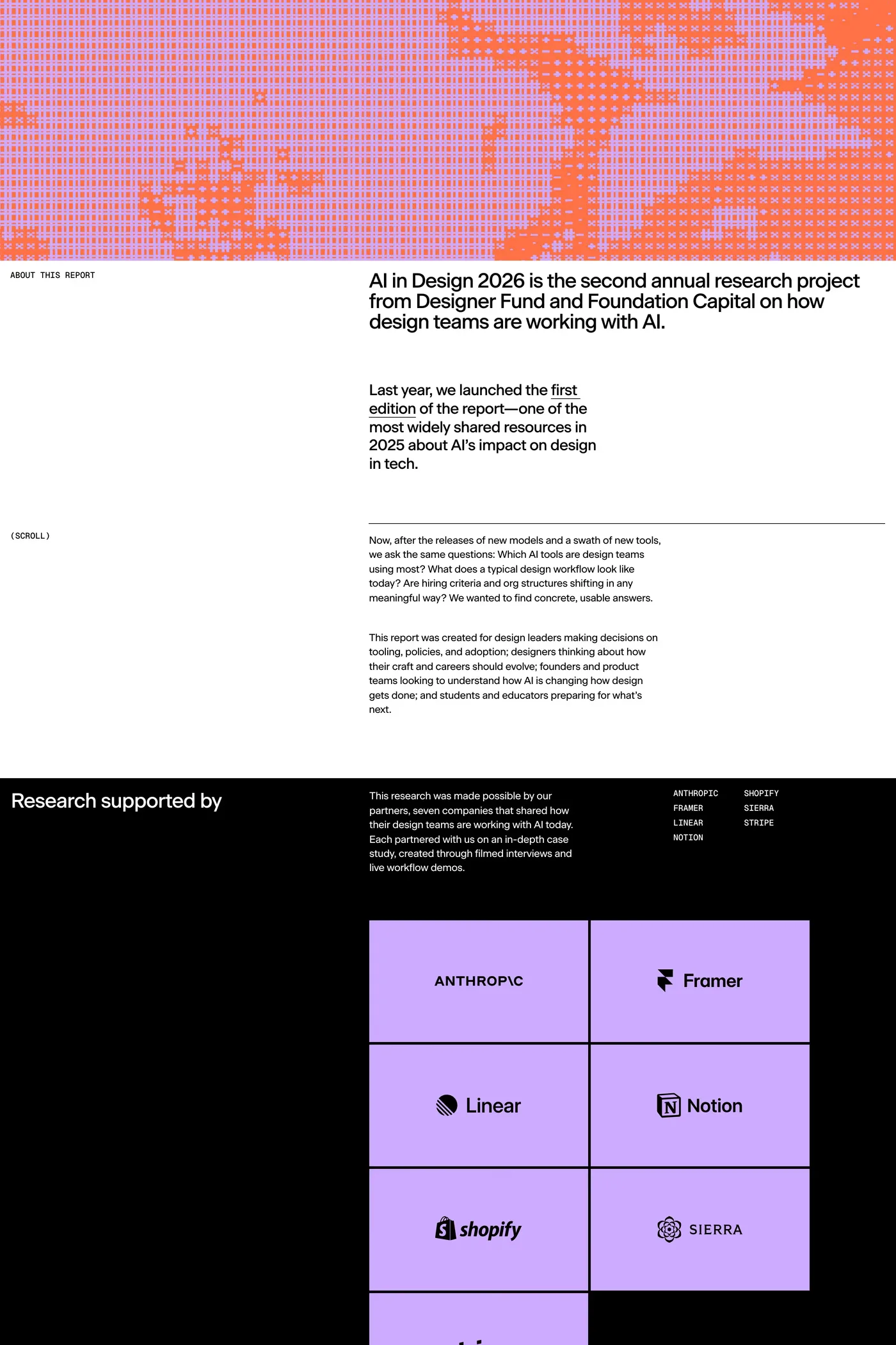AI in Design Report 2026 — screenshot of the about page