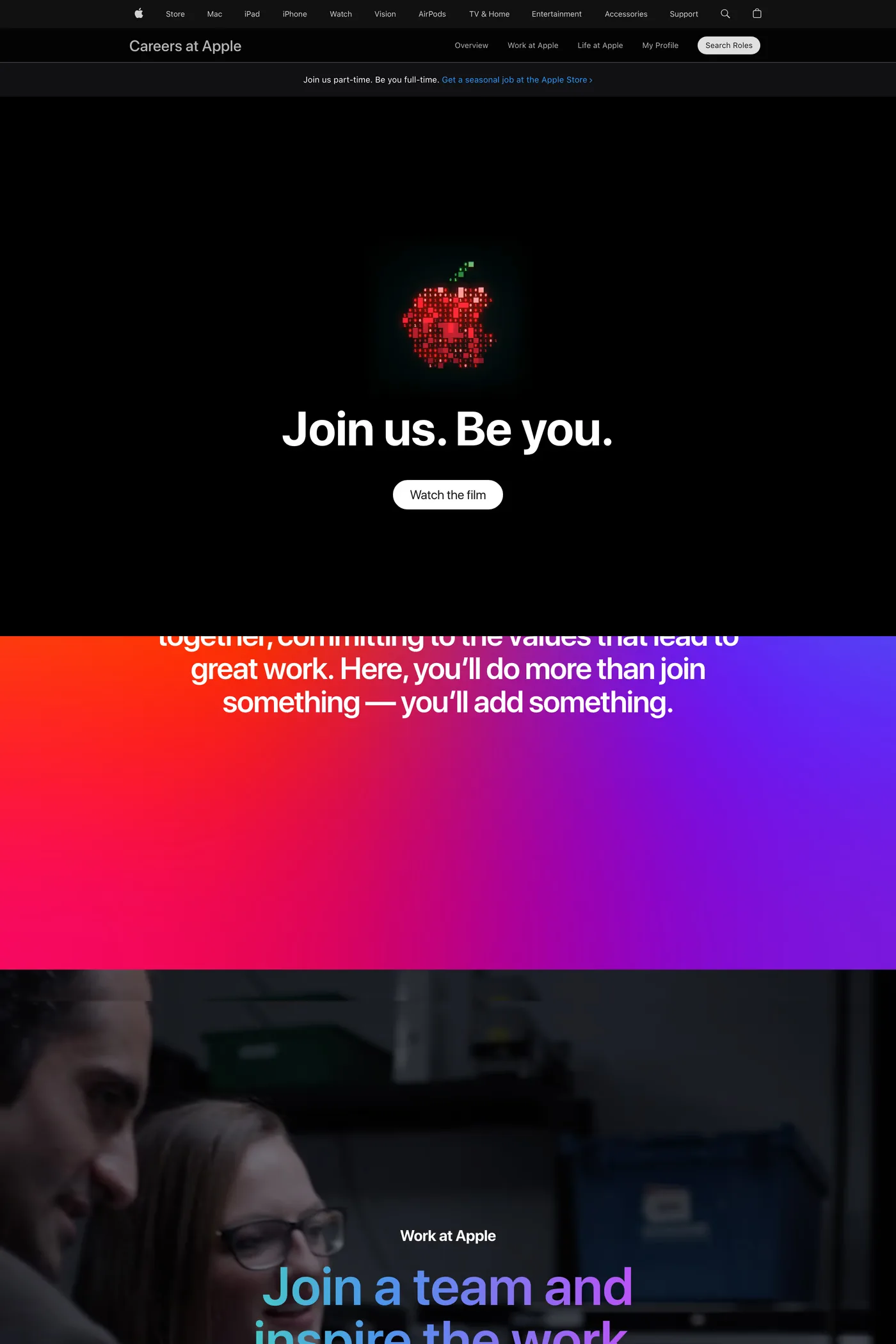 AirPods Pro 3 — screenshot of the careers page