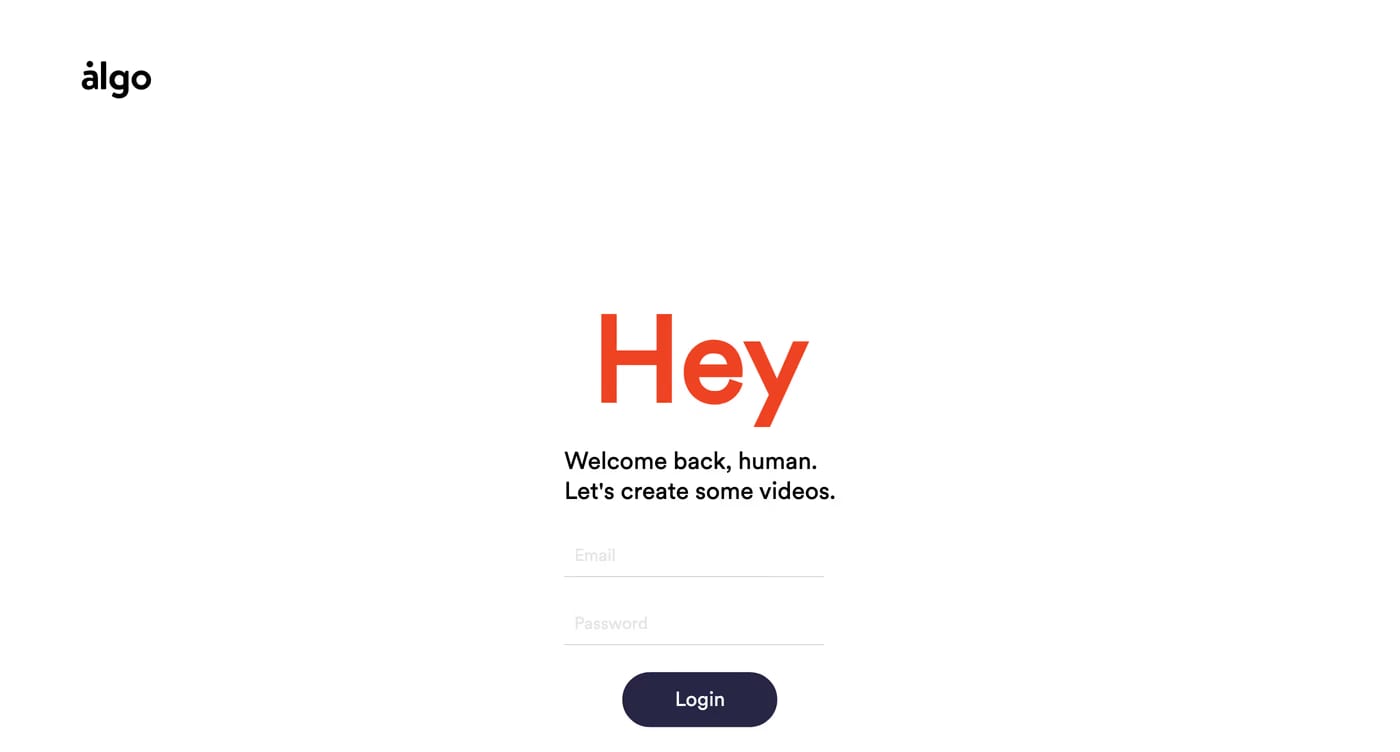 Algo — screenshot of the login page