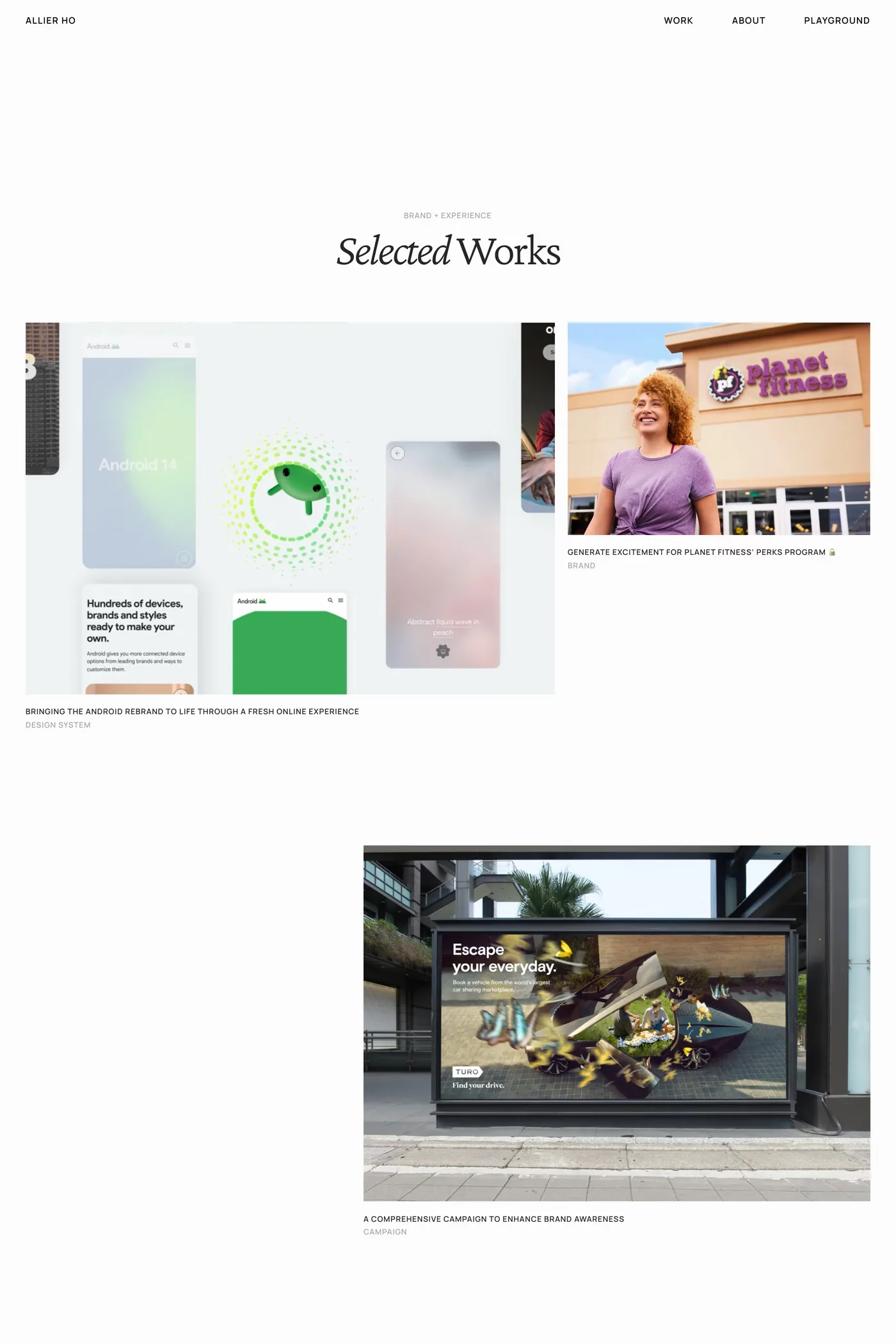 Allier Ho — screenshot of the work page