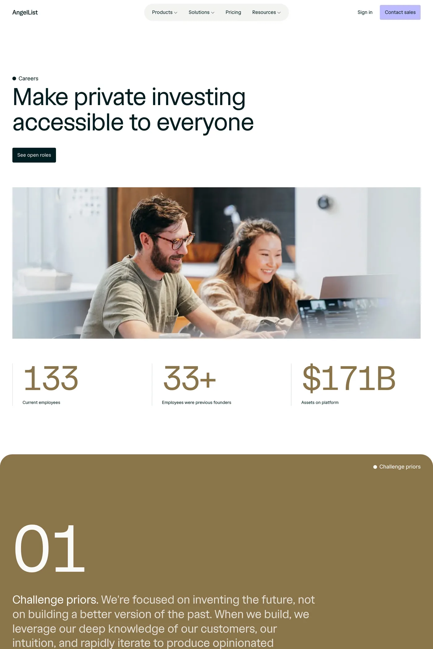 AngelList — screenshot of the careers page