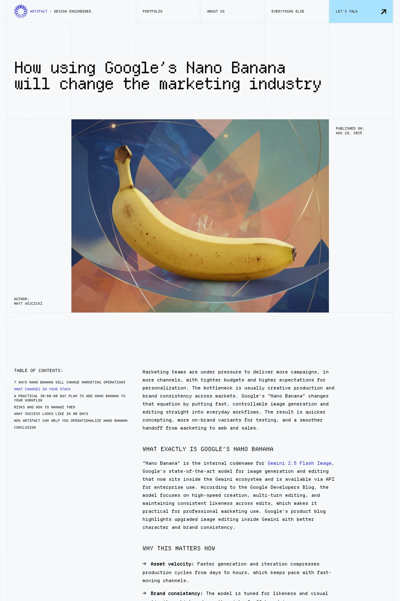 Artifact — screenshot of the blog page