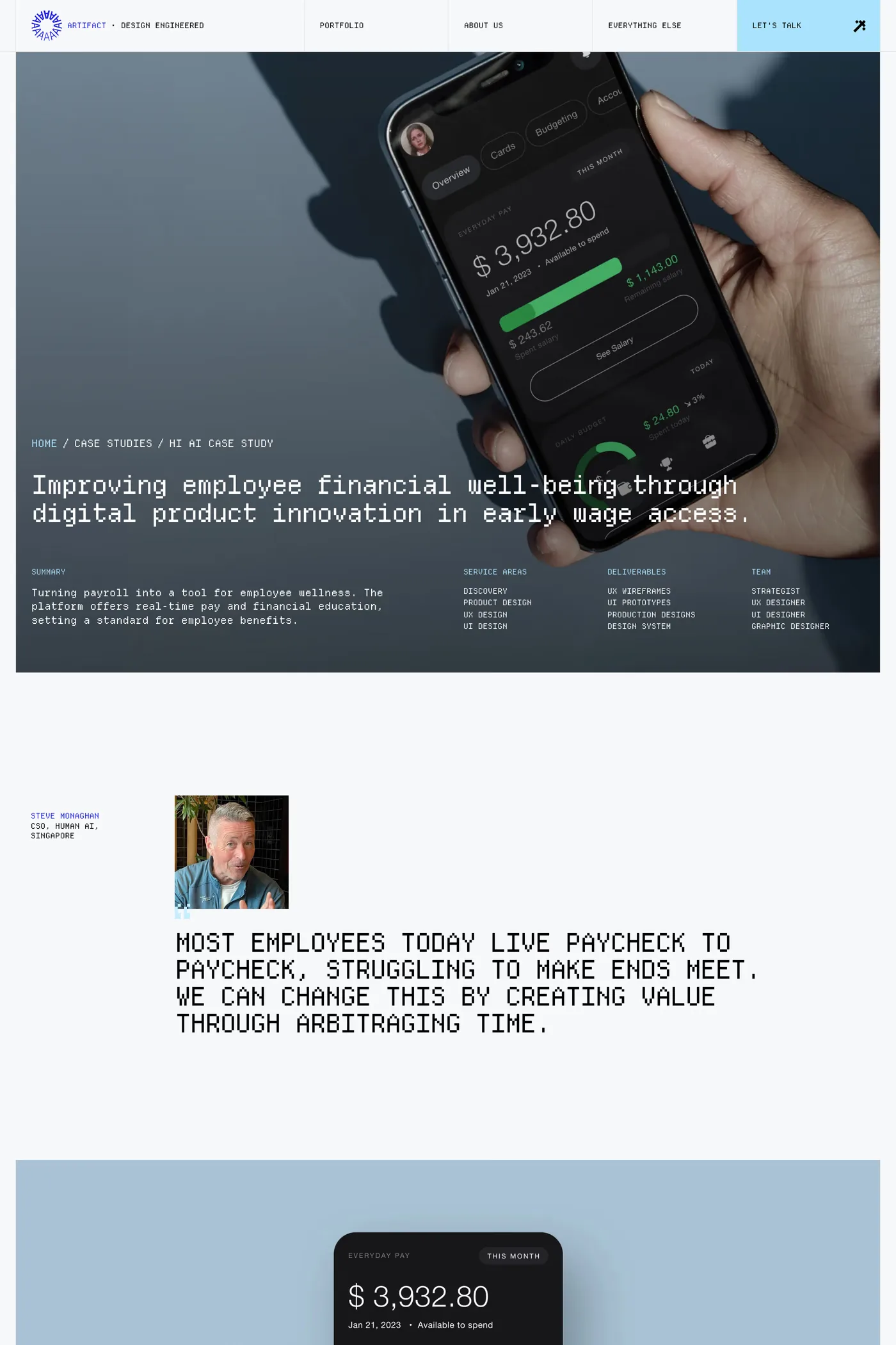 Artifact — screenshot of the case studies page