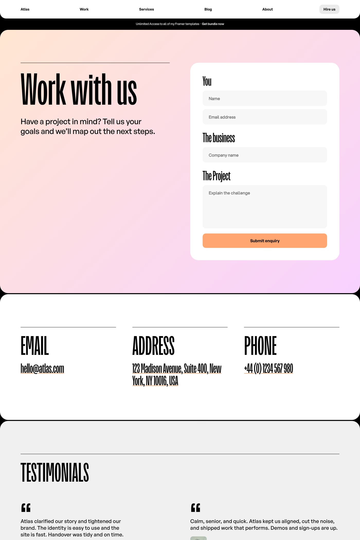 Atlas Studio contact page