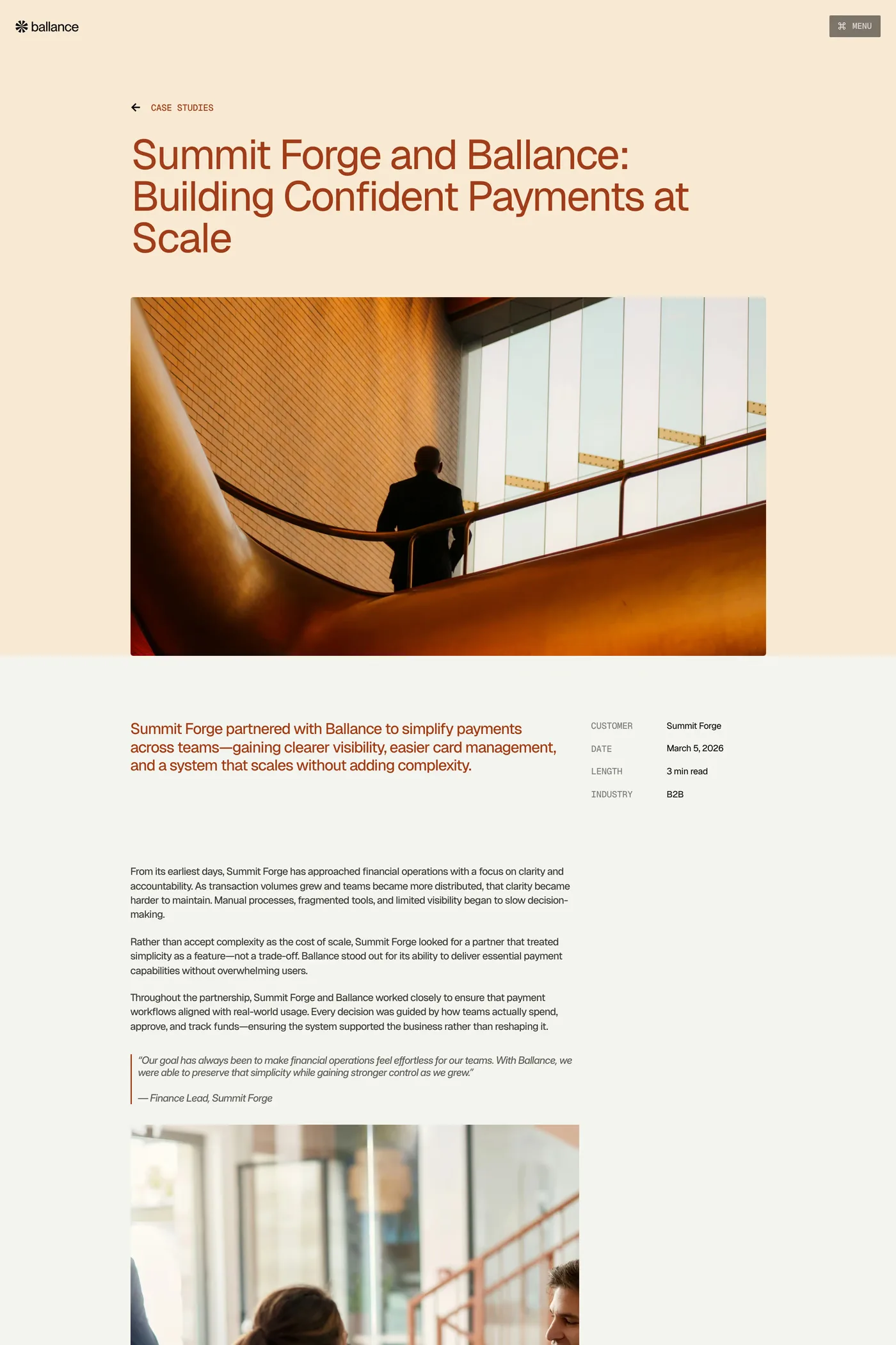 Ballance — screenshot of the case studies page
