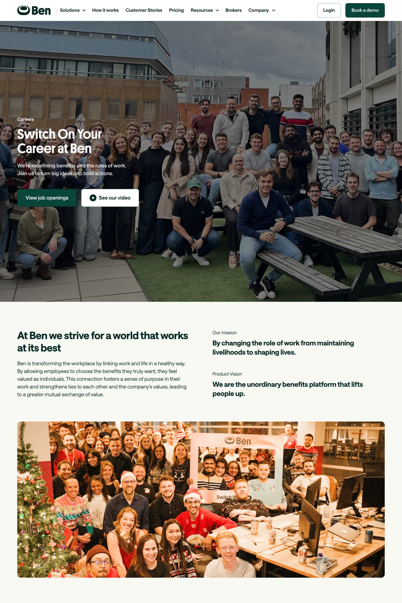 Ben — screenshot of the careers page