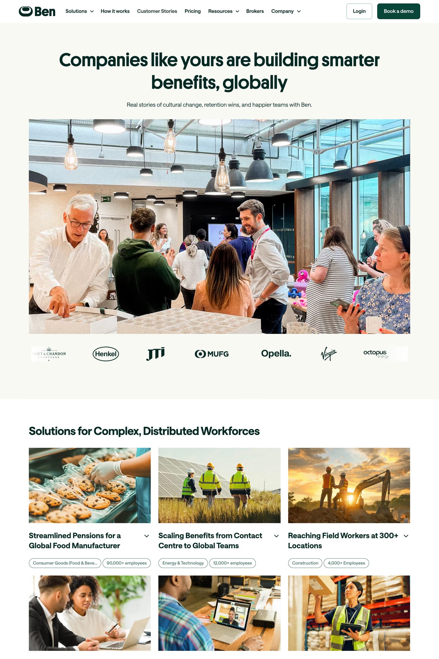 Ben — screenshot of the case studies page