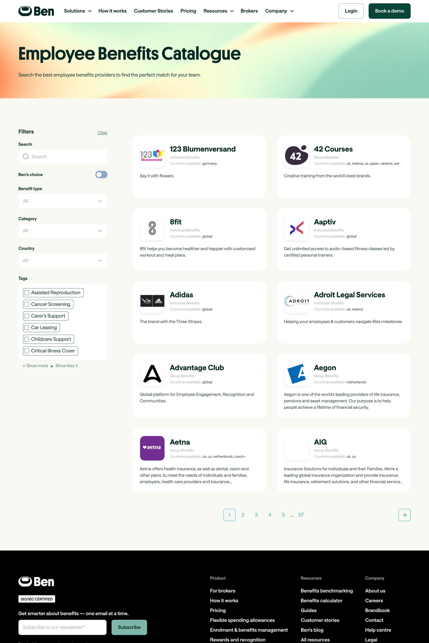 Ben — screenshot of the integrations page