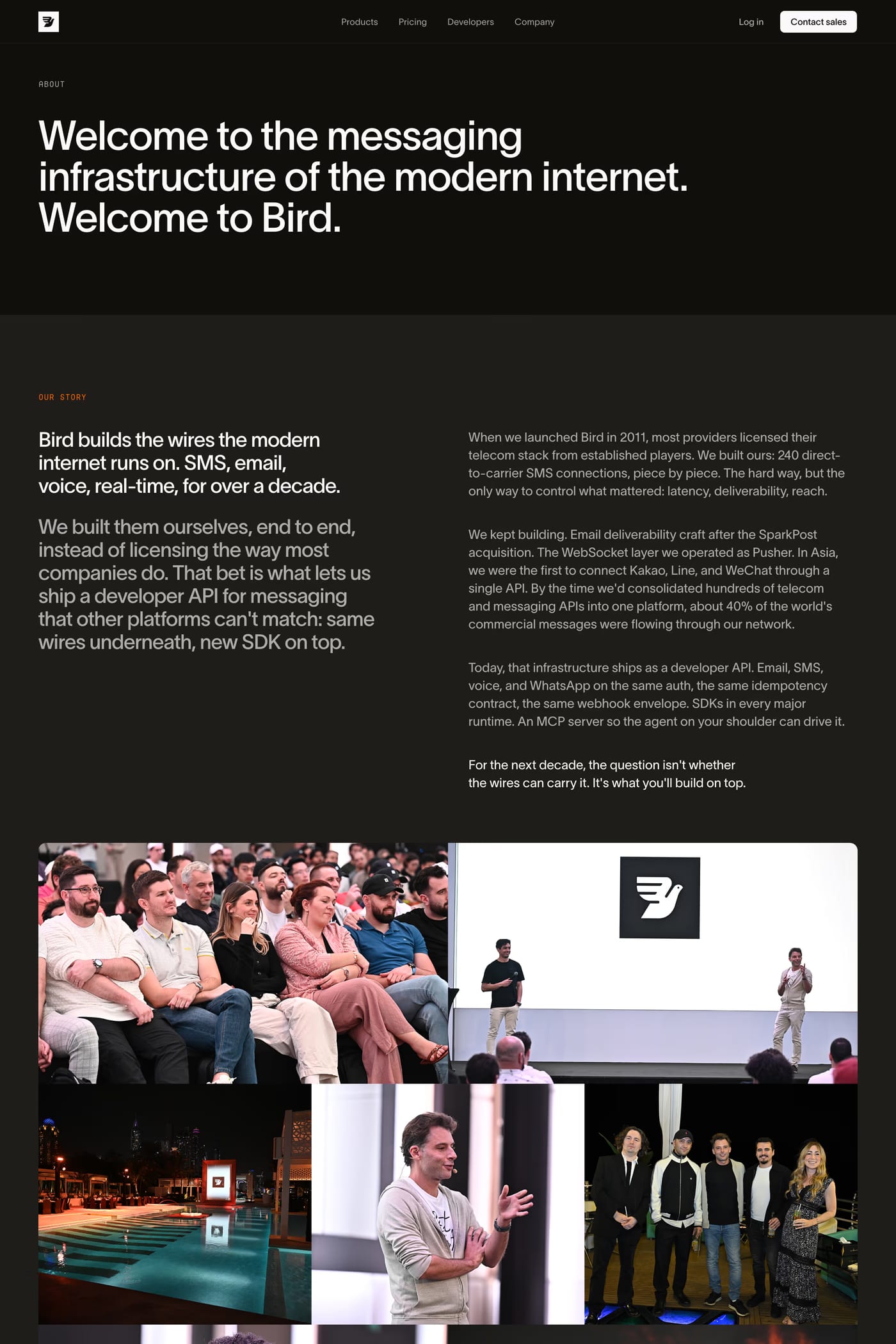Bird — screenshot of the about page