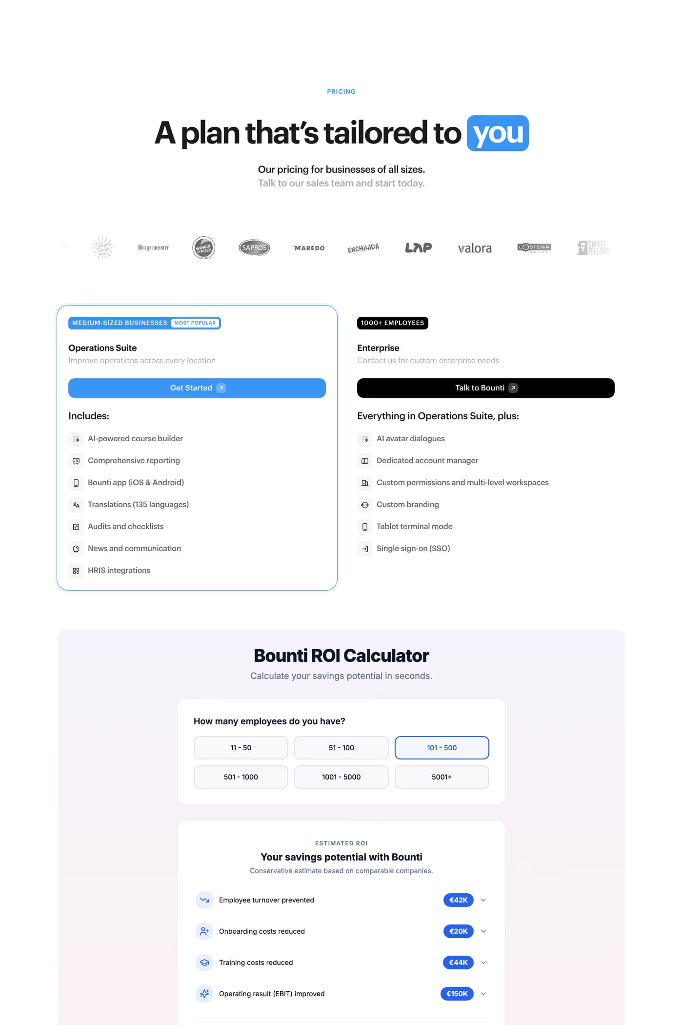 Bounti pricing page