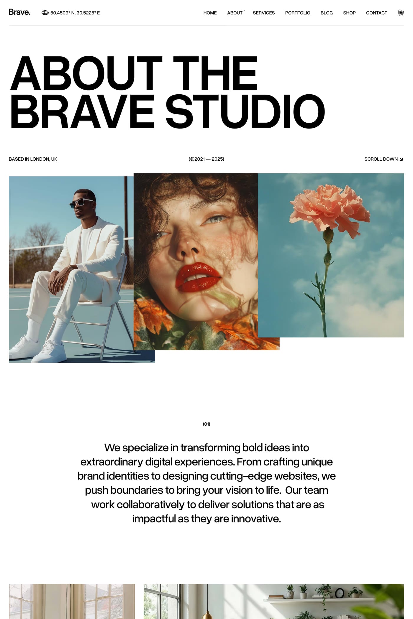 Brave Studio — screenshot of the about page